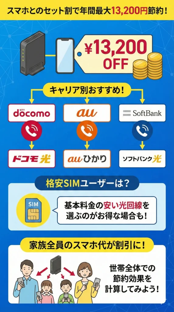 「スマホとのセット割で節約する」図解